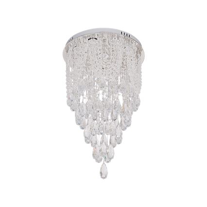 LED кришталевий стельовий світильник MAJURO LED/30W/230V діаметр 40 см глянцевий хром + пульт дистанційного керування