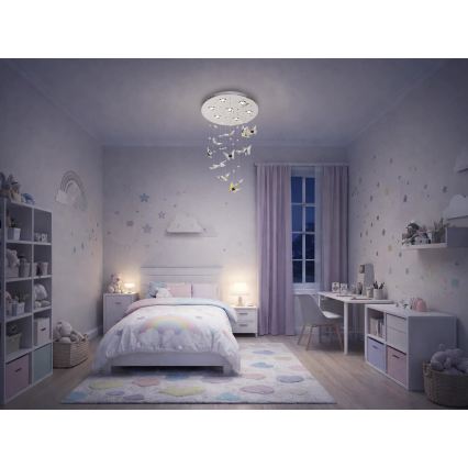 LED кришталевий стельовий світильник MURU LED/24W/230V діам. 40 см блискучий хром + пульт дистанційного керування