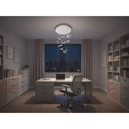LED кришталевий стельовий світильник MURU LED/24W/230V діам. 40 см блискучий хром + пульт дистанційного керування