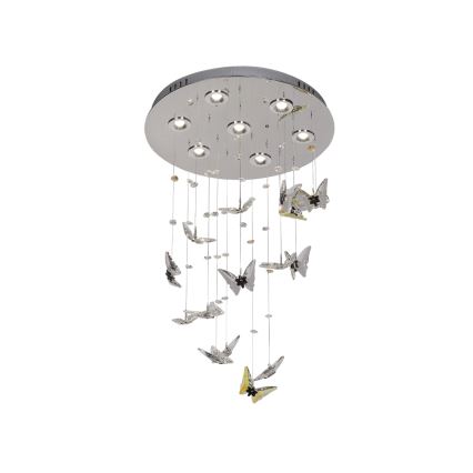 LED кришталевий стельовий світильник MURU LED/24W/230V діам. 40 см блискучий хром + пульт дистанційного керування