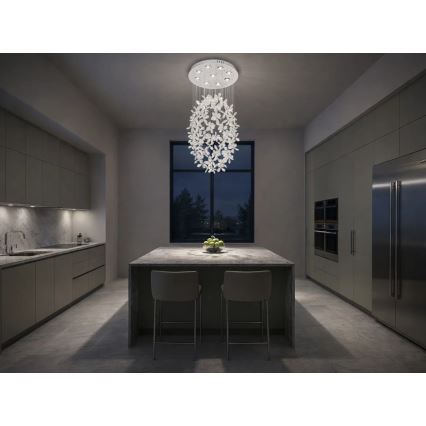 LED кришталевий стельовий світильник SAMOA LED/30W/230V діаметр 40 см полірований хром + пульт дистанційного керування