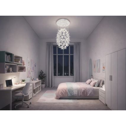 LED кришталевий стельовий світильник SAMOA LED/30W/230V діаметр 40 см полірований хром + пульт дистанційного керування