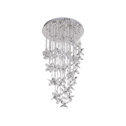 LED кришталевий стельовий світильник SAMOA LED/30 Вт/230 В діаметром 40 см блискучий хром + пульт дистанційного керування