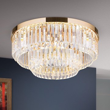 LED Кришталевий стельовий світильник з регулюванням яскравості PRISM LED/80W/230V діаметр 55 см 24K золотий