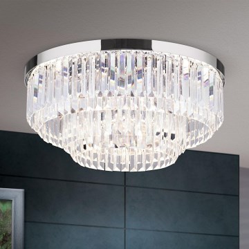 LED Кришталевий стельовий світильник з регулюванням яскравості PRISM LED/80W/230V діаметр 55 см глянцевий хром