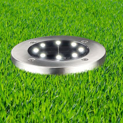 LED Ґрунтовий світильник на сонячній батареї SOLLY LED/1,2V 6500K діаметр 11,5 см 300 mAh IP44 матовий хром