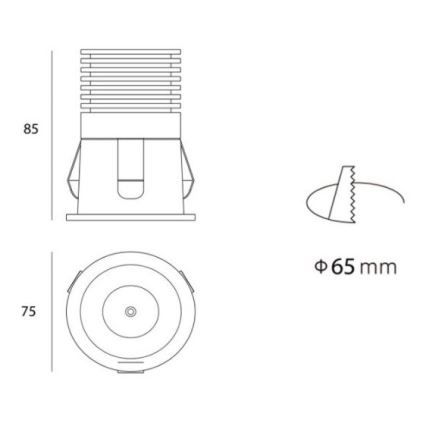 LED2 - LED Точковий вбудований світильник RAY LED/10W/230V білий IP44