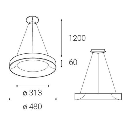 LED2 - Підвісна LED люстра BELLA LED/40W/230V 3000/4000K чорний