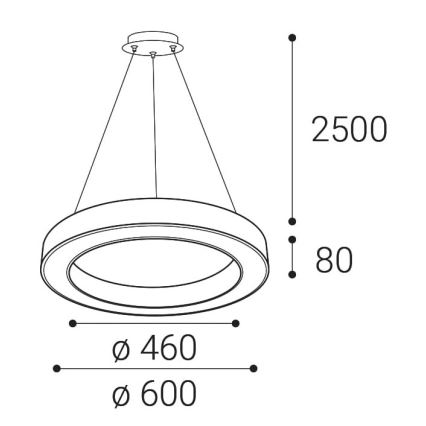 LED2 - Светодиодная подвесная люстра с регулированием яркости SATURN LED/50W/230V 3000K/4000K черный