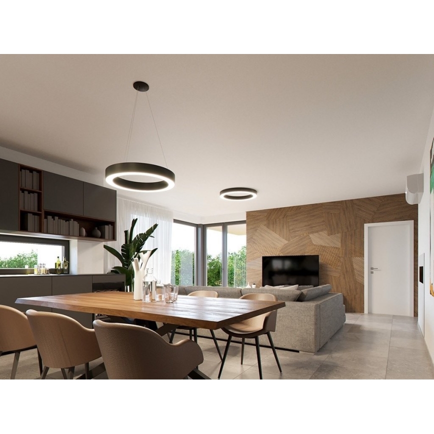 LED2 - Светодиодная подвесная люстра с регулированием яркости SATURN LED/50W/230V 3000K/4000K черный