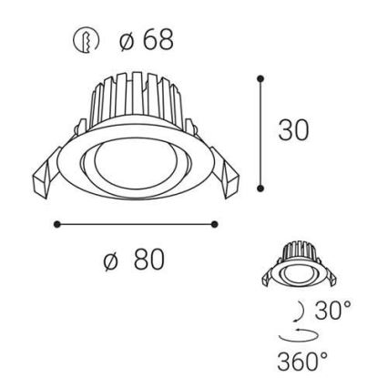 LED2 - Светодиодный встроенный светильник для ванной с регулированием яркости MAX LED/8W/230V 3000K IP65