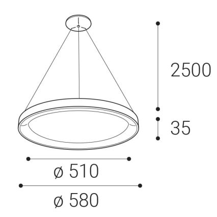LED2 - Світлодіодна підвісна люстра BELLA LED/48W/230V 3000K/4000K чорний