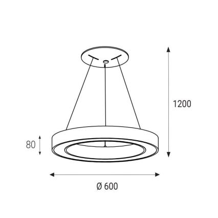 LED2 - Світлодіодна підвісна люстра SATURN LED/50W/230V 3000K діаметр 60 см біла