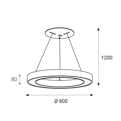 LED2 - Світлодіодна підвісна люстра SATURN LED/80W/230V 3000K діаметр 80 см біла