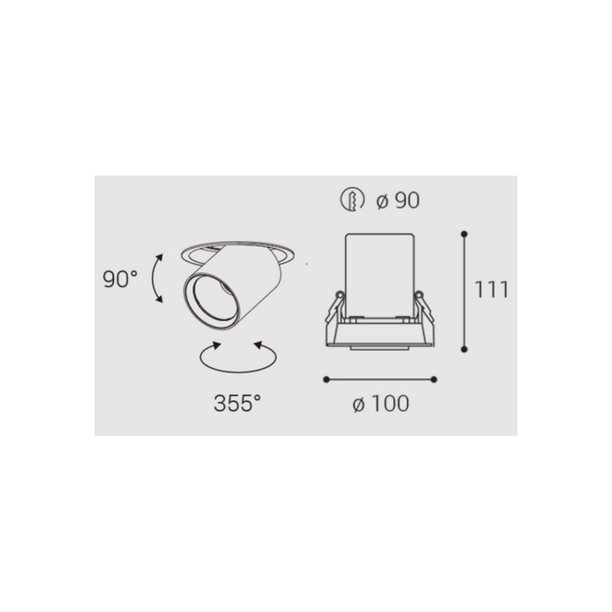 LED2 - LED Точковий вбудований стельовий світильник HIDE LED/20W/230V CRI 90 чорний