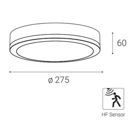 LED2 - Уличный светодиодный потолочный светильник с датчиком KERY LED/18W/230V IP65 черный
