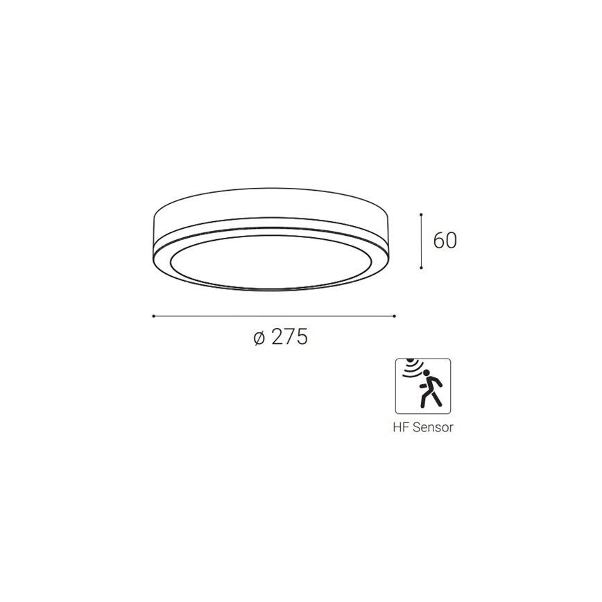 LED2 - Уличный светодиодный потолочный светильник с датчиком KERY LED/18W/230V IP65 черный