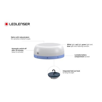 Ledlenser KIDCAMP6 RAINBOW - диммируемая переносная LED-лампа LED/3xAAA IP44 синяя