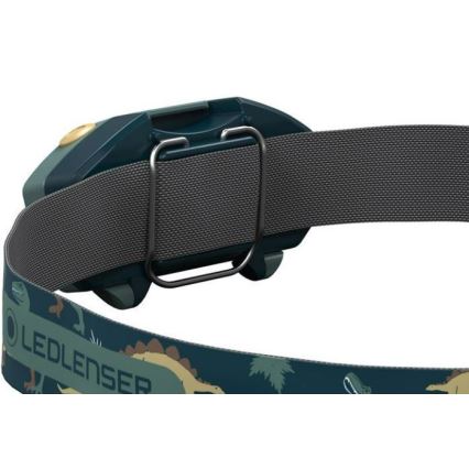 Ledlenser KIDLED2 DINO - детский налобный фонарь с регулировкой яркости, LED, 1xAAA, IPX4, 40 лм, 20 ч, зелёный
