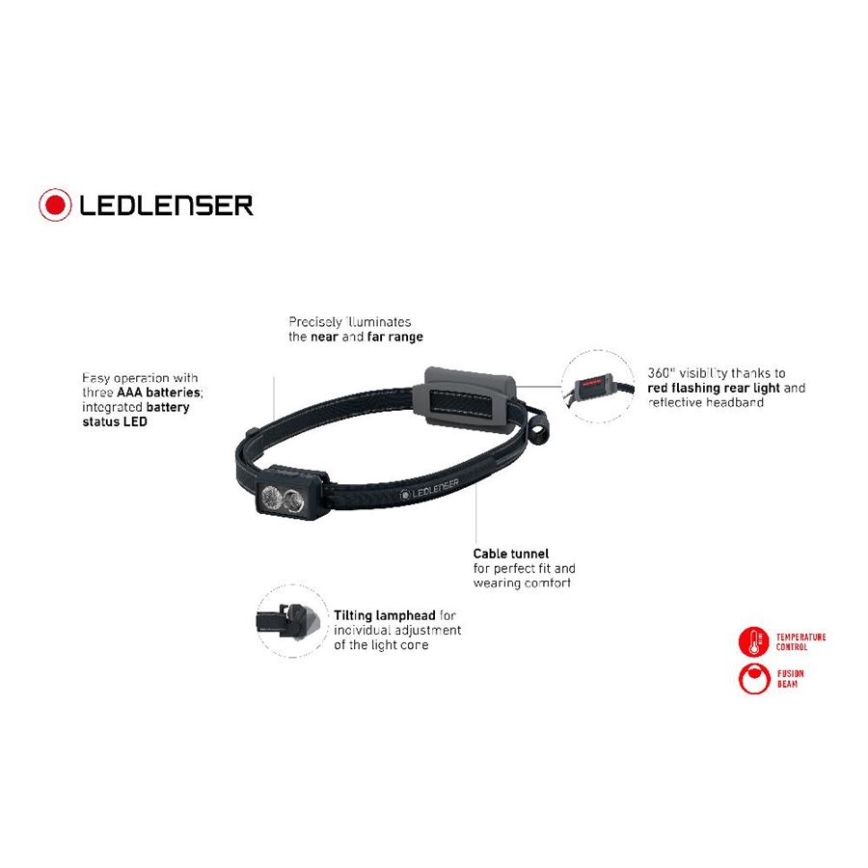 Ledlenser NEO3 - светодиодный налобный фонарь с регулировкой яркости LED/3xAAA IP54 400 лм 20 ч чёрный/белый