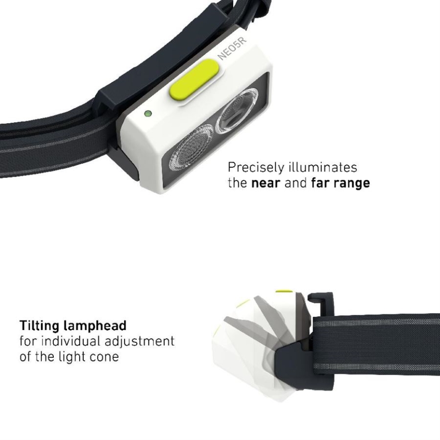Ledlenser NEO5R - диммируемый перезаряжаемый налобный фонарь LED/1800 mAh IP54 600 lm 35 h черный/белый