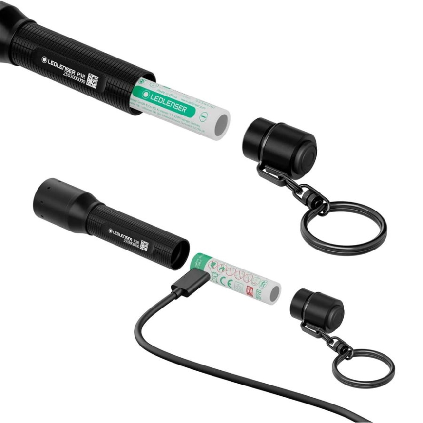 Ledlenser P3R - світлодіодний заряджуваний ліхтар з регульованою яскравістю LED/1xAAA/300 mAh IP54 130 лм 8 год чорний