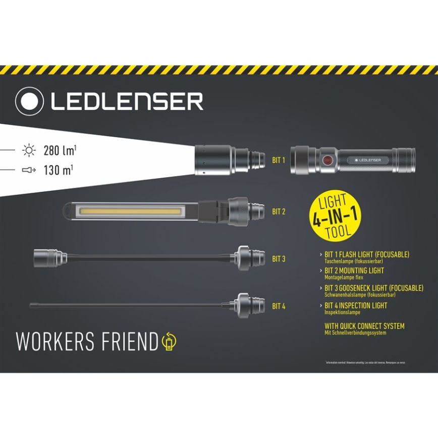 Ledlenser WORKERS FRIEND - диммируемый перезаряжаемый LED-фонарь, 2500 mAh, 280 lm, 80 ч, черный