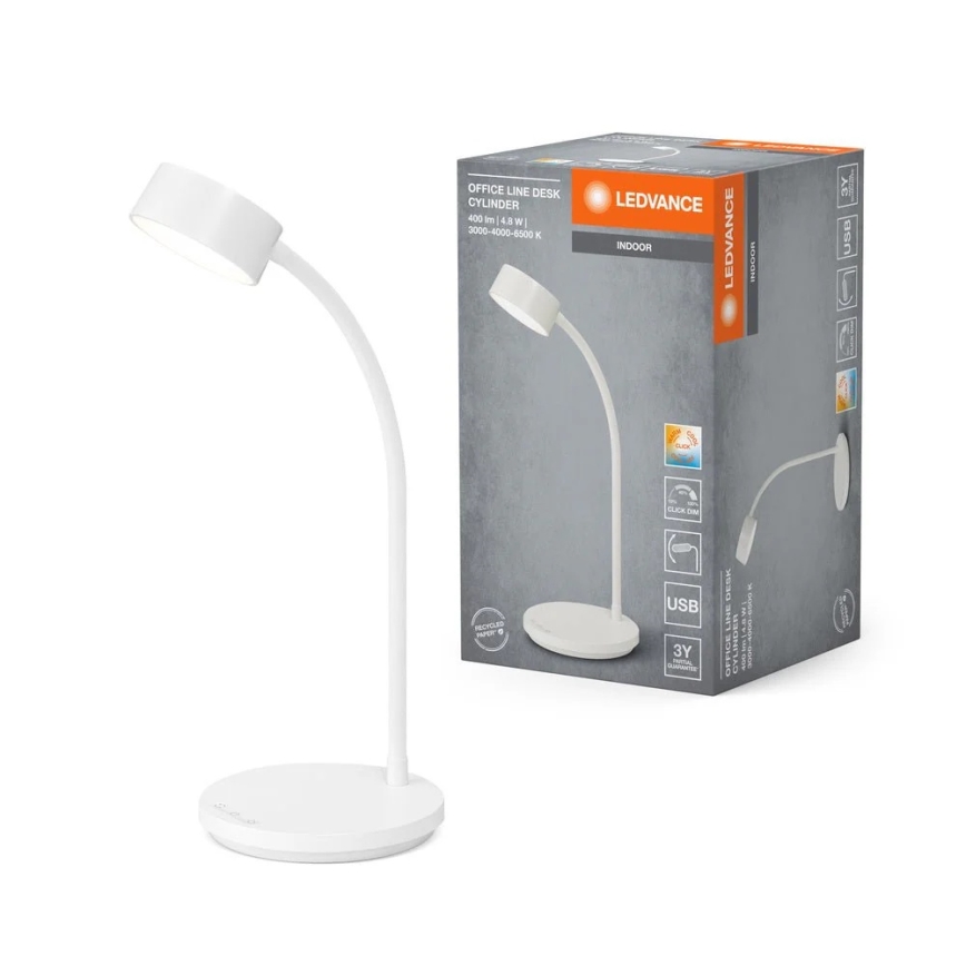 Ledvance - диммируемая сенсорная настольная лампа OFFICE LED/4,8W/5V 3000-6500K белая
