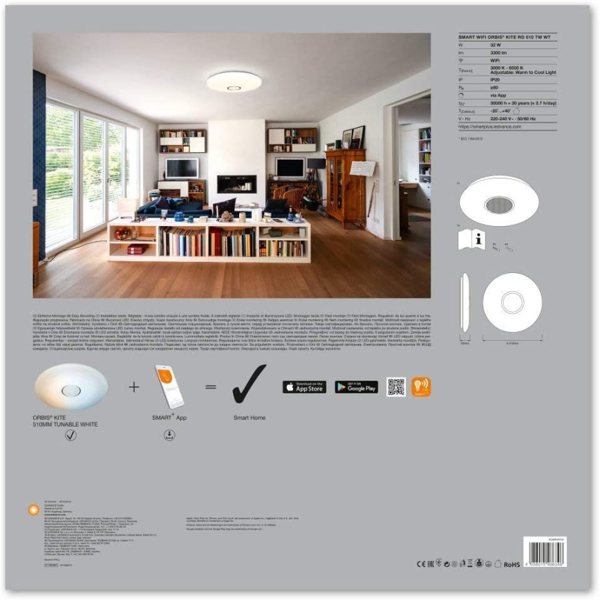 Ledvance - LED Димерний світильник SMART+ KITE LED/32W/230V 3000K-6500K Wi-Fi