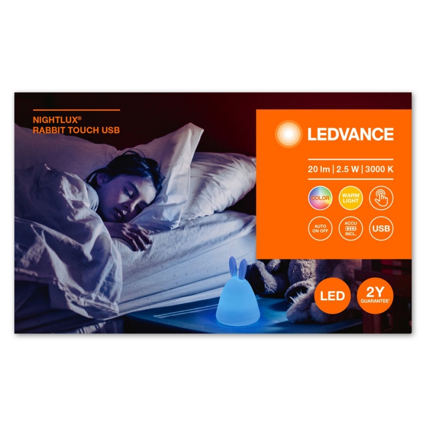 Ledvance - Світлодіодна дитяча нічна лампа з сенсорним керуванням TOUCH LED/2,5W/5V 1200 mAh