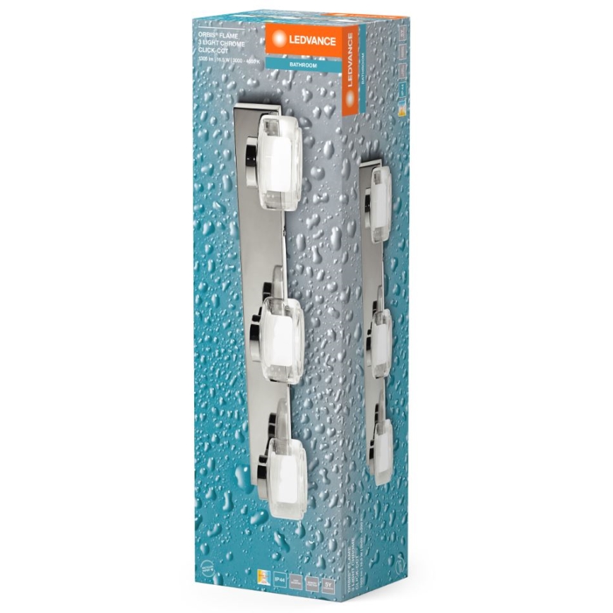 Ledvance - LED Настінний світильник для ванної кімнати ORBIS FLAME 3xLED/5,5W/230V 3000/4000K IP44 хром