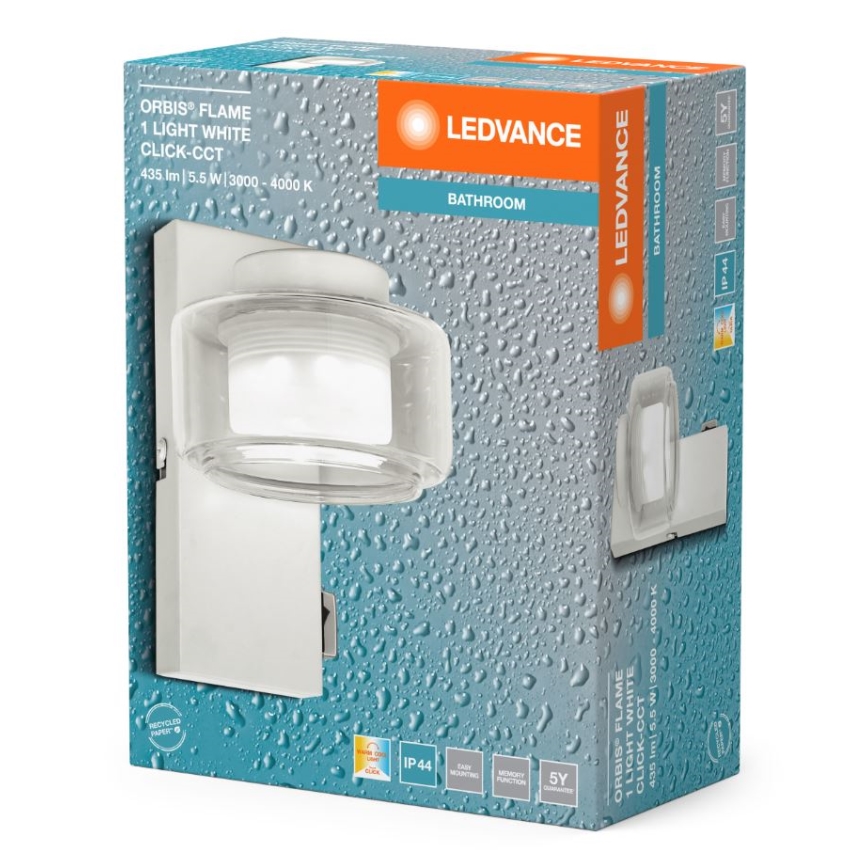 Ledvance - LED Настінний світильник для ванної кімнати ORBIS FLAME LED/5,5W/230V 3000/4000K IP44 білий