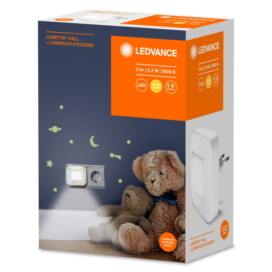 Ledvance - LED нічник з датчиком сутінків LUNETTA LED/0,2W/230V