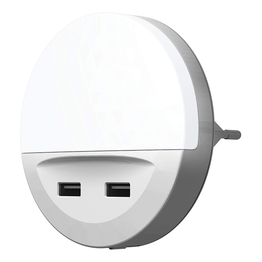 Ledvance - LED Нічник в розетку з датчиком LUNETTA 2xUSB LED/13W/230V