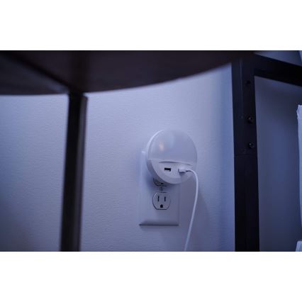 Ledvance - LED Нічник в розетку з датчиком LUNETTA 2xUSB LED/13W/230V