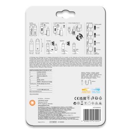 Ledvance - LED Power bank з функцією ліхтарика MOBILE LED/0,5W/5V 1800 mAh 2xUSB
