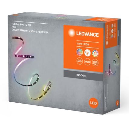 Ledvance - LED RGB Стрічка для телевізора з регулюванням яскравості з датчиком FLEX AUDIO 2м LED/1,8W/5V