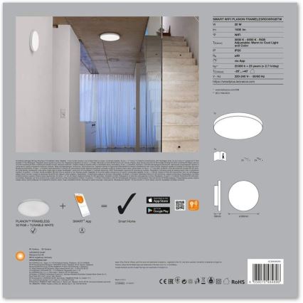 Ledvance - LED RGB+TW Світильник з регулюванням яскравості SMART+ FRAMELESS LED/20W/230V 3000K-6500K Wi-Fi