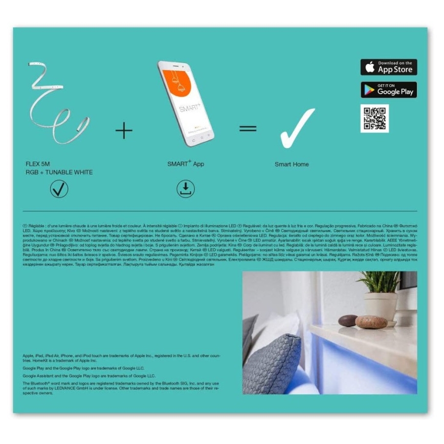 Ledvance - LED RGB+TW Стрічка з регулюванням яскравості SMART+ FLEX 5м LED/16W/230V 2700K-6500K Bluetooth