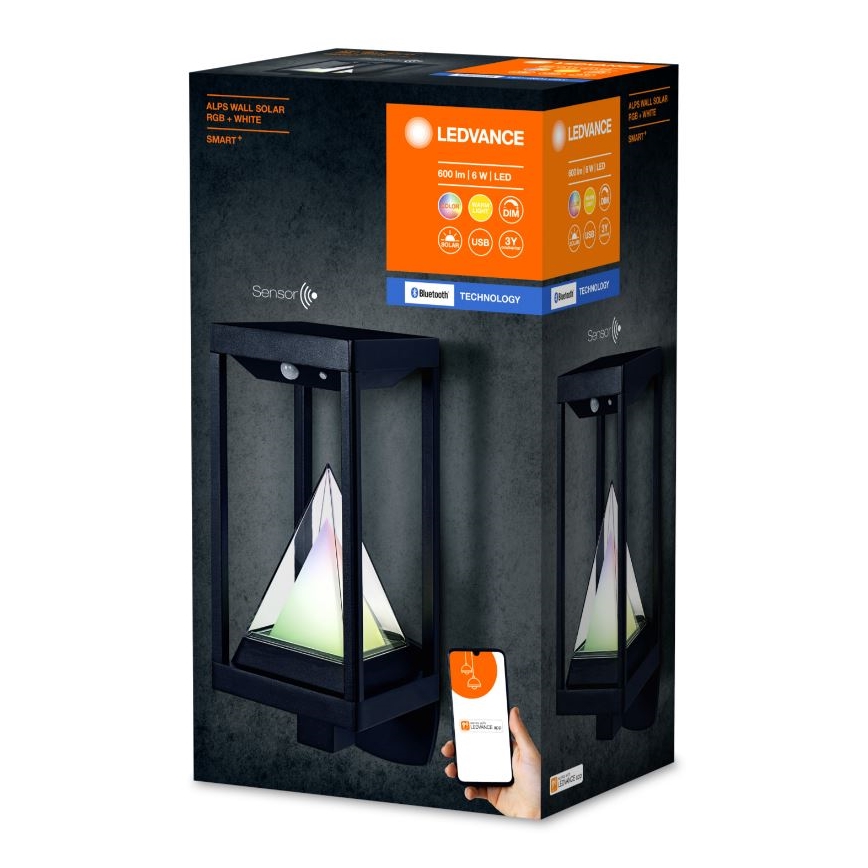 Ledvance - Світлодіодний RGBW димований сонячний настінний світильник із датчиком руху та сутінків SMART+ ALPS LED/6W/3,7V 2200 mAh 3000K IP44