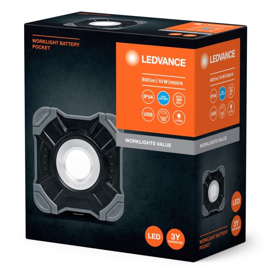 Ledvance - LED С регулированием яркости work светильник WORKLIGHT BATTERY LED/10W/5V IP54