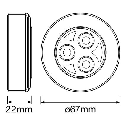 Ledvance - LED Сенсорний навігаційний LED світильник DOT-IT LED/0,2W/3xAAA