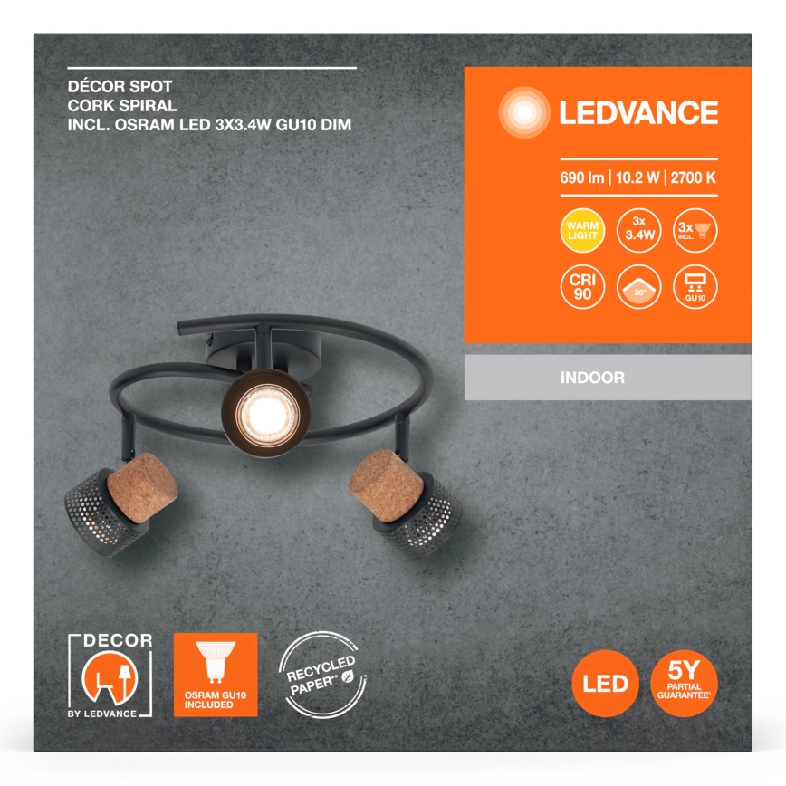 Ledvance - Світильник точковий LED DECOR CORK 3xGU10/3,4W/230V