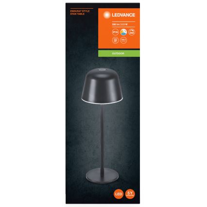 Ledvance - LED вулична акумуляторна лампа з регулюванням яскравості TABLE LED/2,5W/5V IP54 чорний