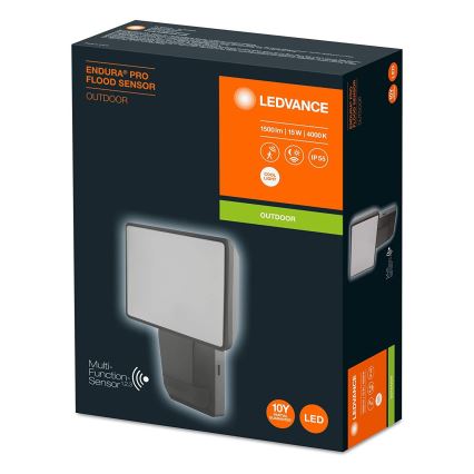 Ledvance - LED Вуличний настінний прожектор з датчиком FLOOD LED/15W/230V IP55