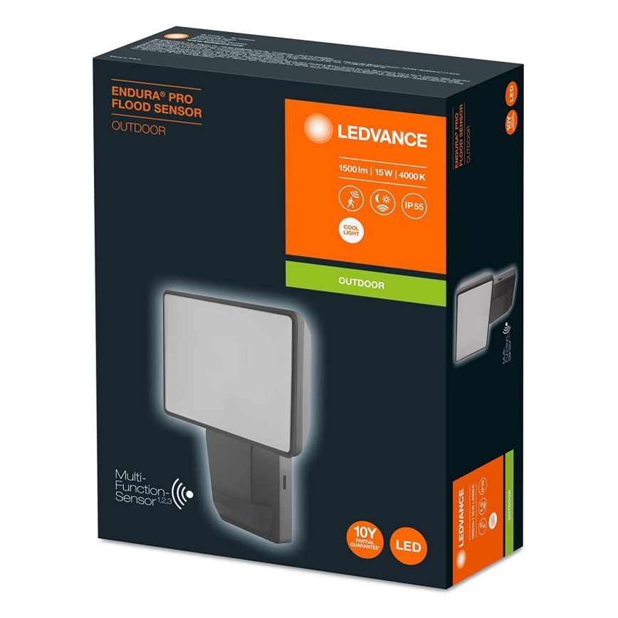Ledvance - LED Вуличний настінний прожектор з датчиком FLOOD LED/15W/230V IP55