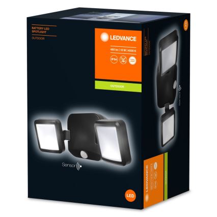Ledvance - LED Вуличний настінний світильник з датчиком BATTERY 2xLED/10W/4xD IP54