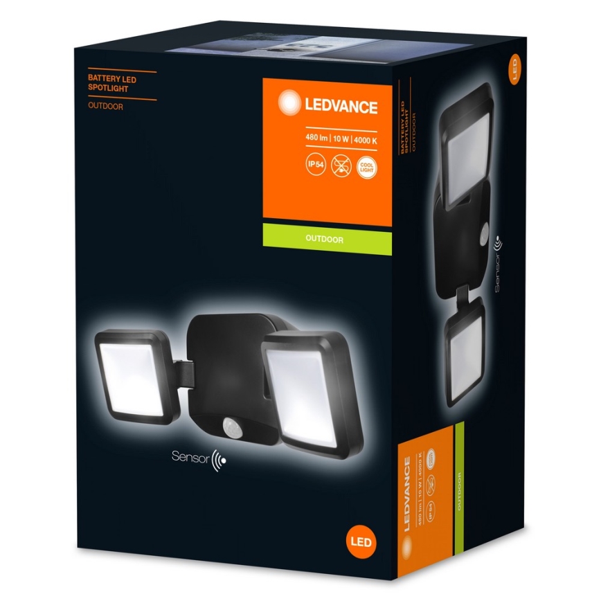 Ledvance - LED Вуличний настінний світильник з датчиком BATTERY 2xLED/10W/4xD IP54