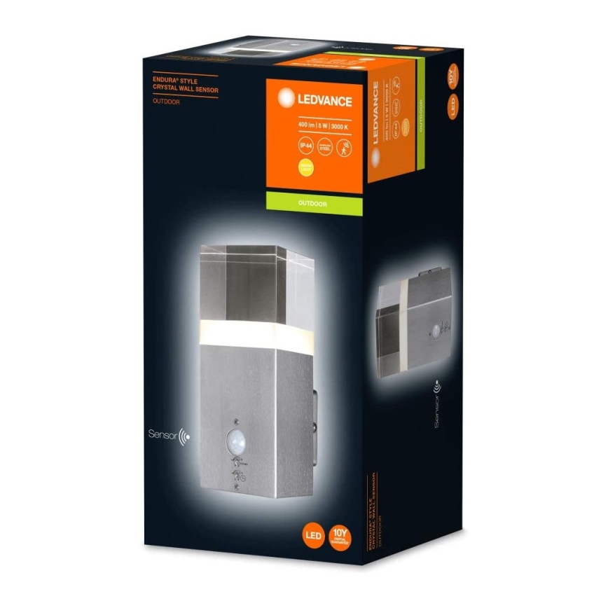 Ledvance - LED Вуличний настінний світильник з датчиком CRYSTAL 1xLED/5W/230V IP44