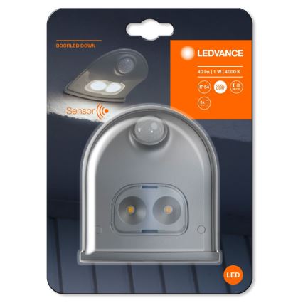 Ledvance - LED Вуличний настінний світильник з датчиком DOORLED LED/1W/3xAA IP54